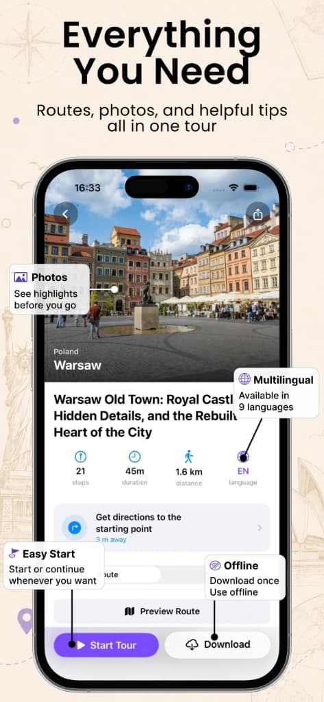 PhoneGuide audio walking tour app screen