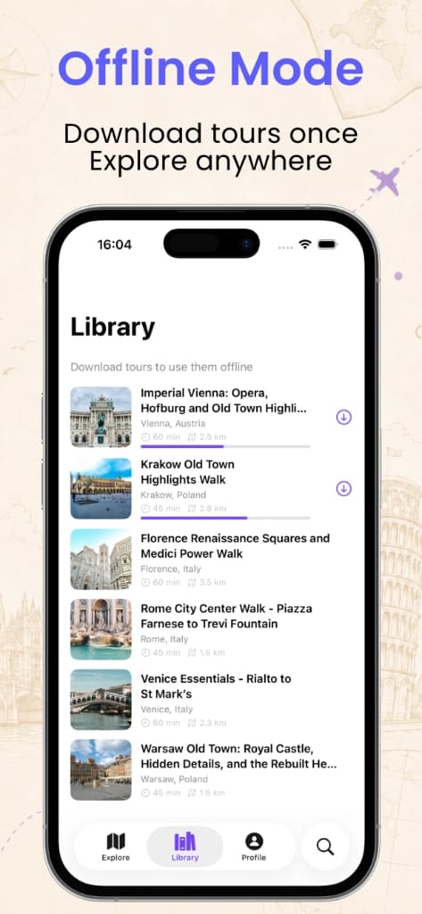 PhoneGuide audio walking tour app screen